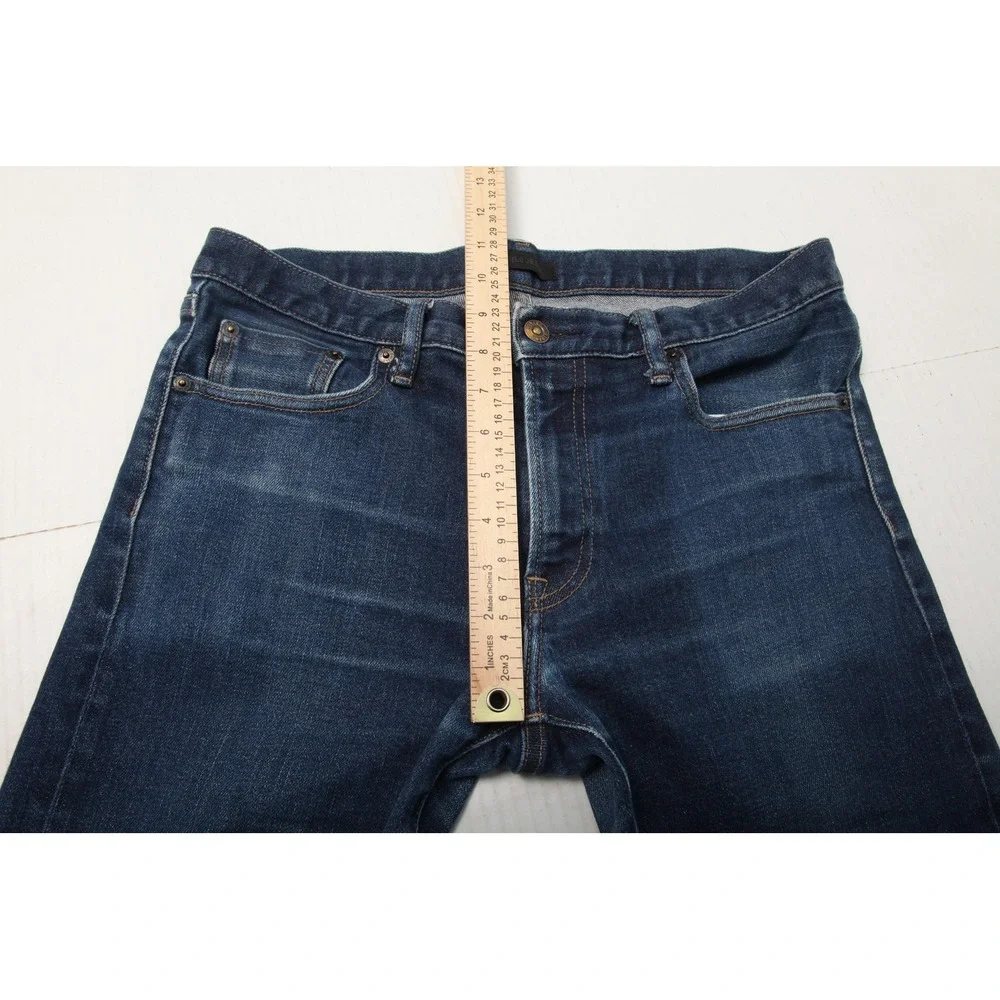 Uniqlo Jeans Mens 33x32 Blue Slim Straight Selvedge Denim Stretch Low Rise